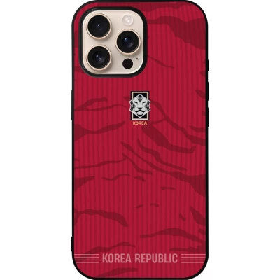 Coque iPhone 16 Pro Max - Silicone rigide noir Maillot de football Corée du Sud 2026 personnalisable