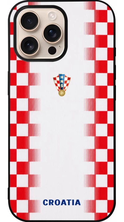 Coque iPhone 16 Pro Max - Silicone rigide noir Maillot de football Croatie 2026 personnalisable