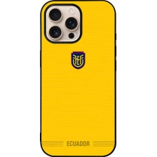 Coque iPhone 16 Pro Max - Silicone rigide noir Maillot de football Équateur 2026 personnalisable