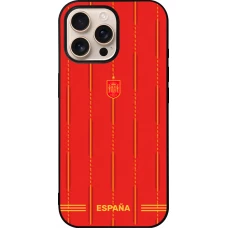Coque iPhone 16 Pro Max - Silicone rigide noir Maillot de football Espagne 2026 personnalisable