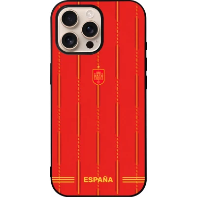 Coque iPhone 16 Pro Max - Silicone rigide noir Maillot de football Espagne 2026 personnalisable