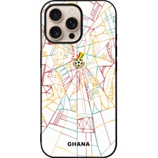 Coque iPhone 16 Pro Max - Silicone rigide noir Maillot de football Ghana 2026 personnalisable