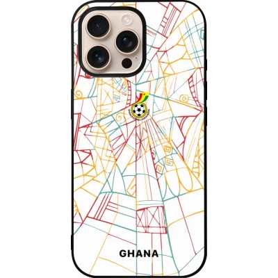 Coque iPhone 16 Pro Max - Silicone rigide noir Maillot de football Ghana 2026 personnalisable