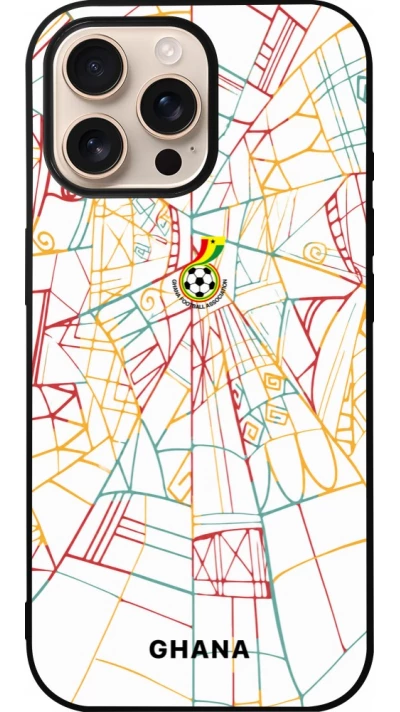 Coque iPhone 16 Pro Max - Silicone rigide noir Maillot de football Ghana 2026 personnalisable