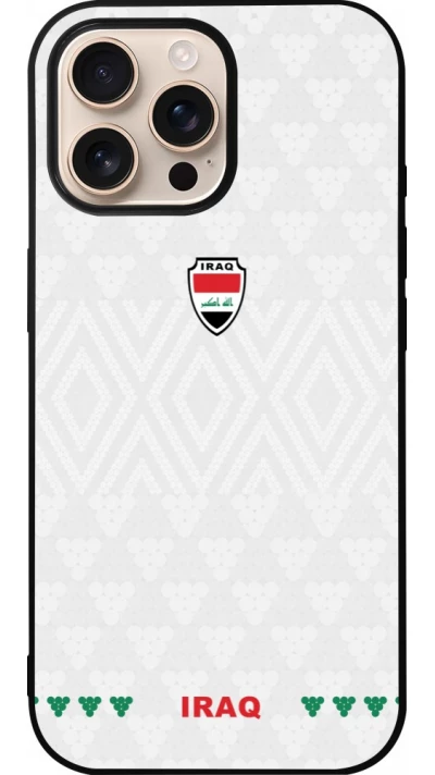 Coque iPhone 16 Pro Max - Silicone rigide noir Maillot de football Irak 2026 personnalisable