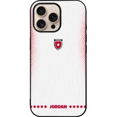Coque iPhone 16 Pro Max - Silicone rigide noir Maillot de football Jordanie 2026 personnalisable