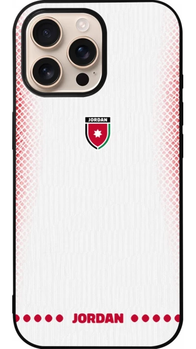 Coque iPhone 16 Pro Max - Silicone rigide noir Maillot de football Jordanie 2026 personnalisable