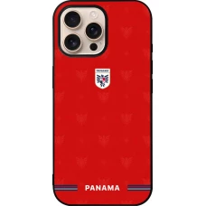 Coque iPhone 16 Pro Max - Silicone rigide noir Maillot de football Panama 2026 personnalisable