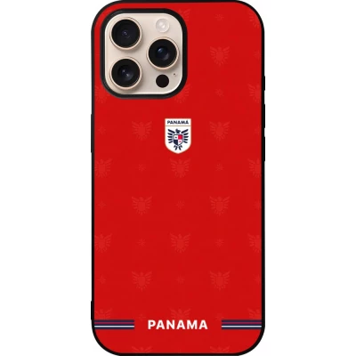 Coque iPhone 16 Pro Max - Silicone rigide noir Maillot de football Panama 2026 personnalisable