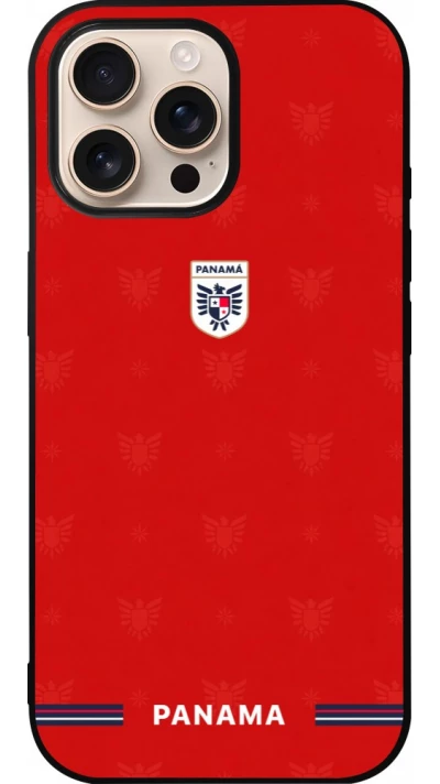 Coque iPhone 16 Pro Max - Silicone rigide noir Maillot de football Panama 2026 personnalisable