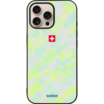 Coque iPhone 16 Pro Max - Silicone rigide noir Maillot de football Suisse Away 2026 personnalisable