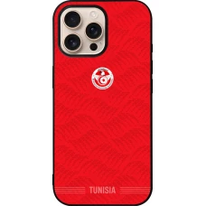 Coque iPhone 16 Pro Max - Silicone rigide noir Maillot de football Tunisie 2026 personnalisable