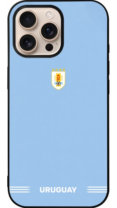 Coque iPhone 16 Pro Max - Silicone rigide noir Maillot de football Uruguay 2026 personnalisable