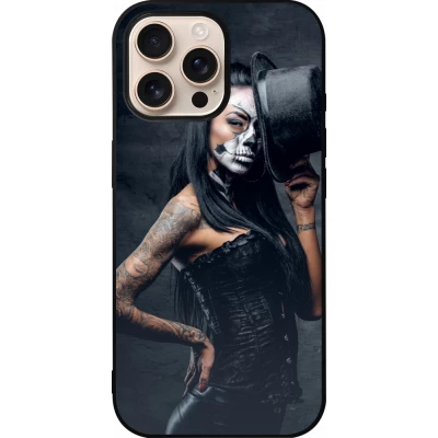 Coque iPhone 16 Pro Max - Silicone rigide noir Halloween 22 Tattooed Girl