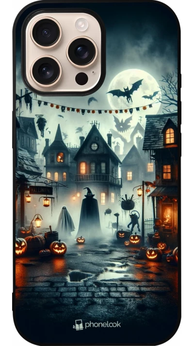 Coque iPhone 16 Pro Max - Silicone rigide noir Halloween Spookville