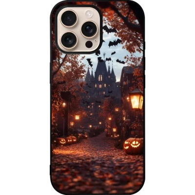 Coque iPhone 16 Pro Max - Silicone rigide noir Halloween 2025 Haunted house