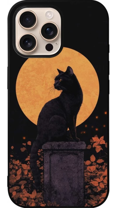 iPhone 16 Pro Max Case Hülle - Silikon schwarz Halloween 2026 Cat Art Nouveau
