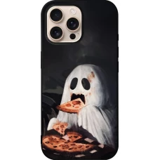 iPhone 16 Pro Max Case Hülle - Silikon schwarz Halloween 2026 Ghost eating pizza