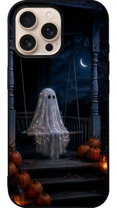 iPhone 16 Pro Max Case Hülle - Silikon schwarz Halloween 2026 Ghost on a swing