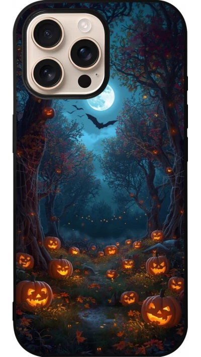iPhone 16 Pro Max Case Hülle - Silikon schwarz Halloween 2026 Road of Pumpkins