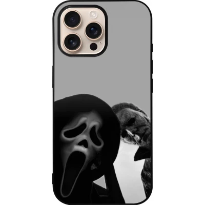 Coque iPhone 16 Pro Max - Silicone rigide noir Halloween 2026 Scream and Michael Myers