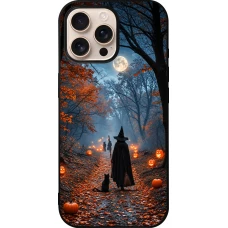 iPhone 16 Pro Max Case Hülle - Silikon schwarz Halloween 2026 Witch with a cat