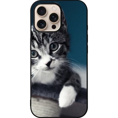 iPhone 16 Pro Max Case Hülle - Silikon schwarz Meow 23