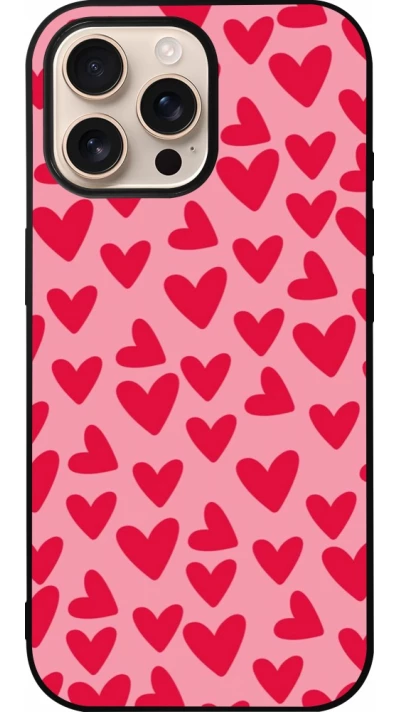 iPhone 16 Pro Max Case Hülle - Silikon schwarz Mom 2024 kleine Herzen
