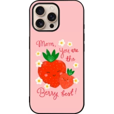 Coque iPhone 16 Pro Max - Silicone rigide noir Mom 2026 Berry best