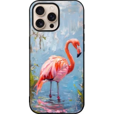 Coque iPhone 16 Pro Max - Silicone rigide noir Paint Flamingo