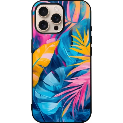 Coque iPhone 16 Pro Max - Silicone rigide noir Palms Blue