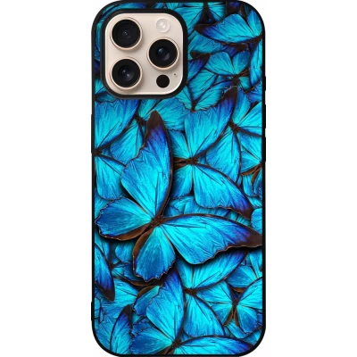 iPhone 16 Pro Max Case Hülle - Silikon schwarz Papillon bleu