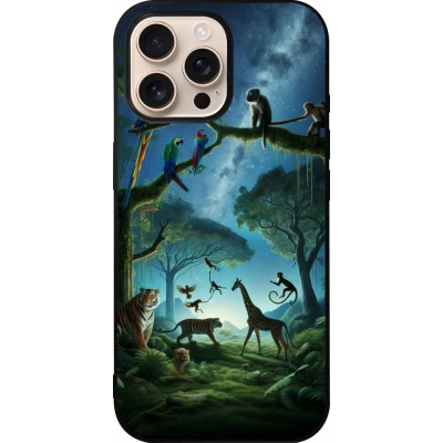 Coque iPhone 16 Pro Max - Silicone rigide noir Paradis des animaux exotiques