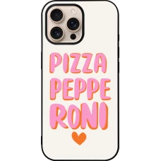 Coque iPhone 16 Pro Max - Silicone rigide noir Pizza pepperoni 2026