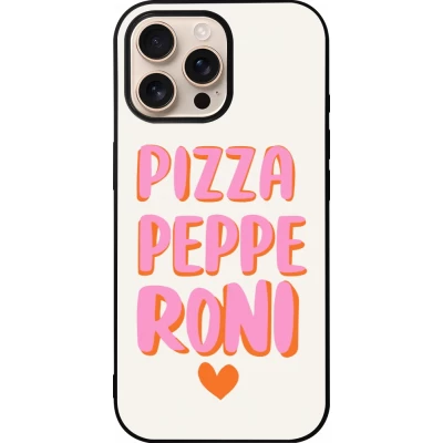 Coque iPhone 16 Pro Max - Silicone rigide noir Pizza pepperoni 2026