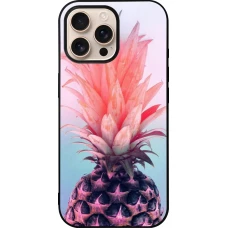 iPhone 16 Pro Max Case Hülle - Silikon schwarz Purple Pink Pineapple