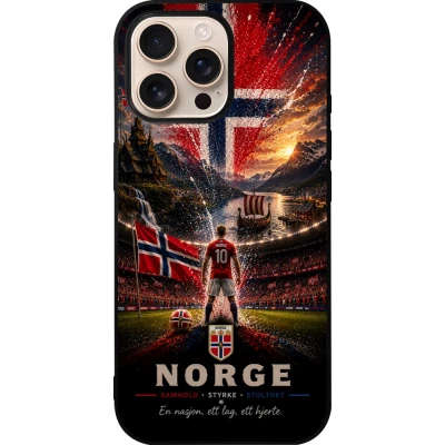 Coque iPhone 16 Pro Max - Silicone rigide noir Football Norvège splash 2026