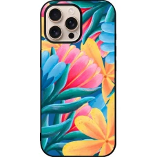 Coque iPhone 16 Pro Max - Silicone rigide noir Spring 23 colorful flowers