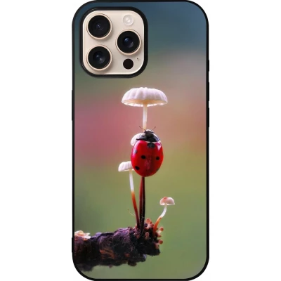 iPhone 16 Pro Max Case Hülle - Silikon schwarz Ladybird on a mushroom Spring 2026