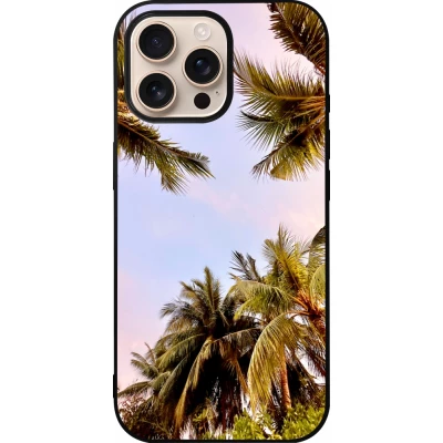 Coque iPhone 16 Pro Max - Silicone rigide noir Summer 2023 palm tree vibe