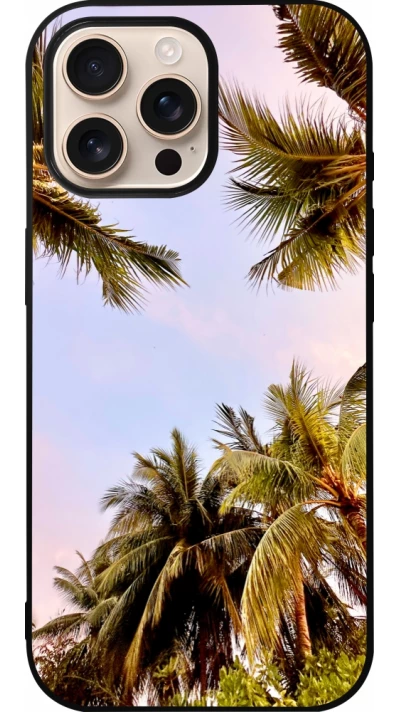 Coque iPhone 16 Pro Max - Silicone rigide noir Summer 2023 palm tree vibe