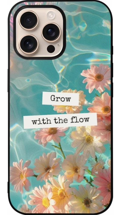 Coque iPhone 16 Pro Max - Silicone rigide noir Summer 2025 Grow with the flow