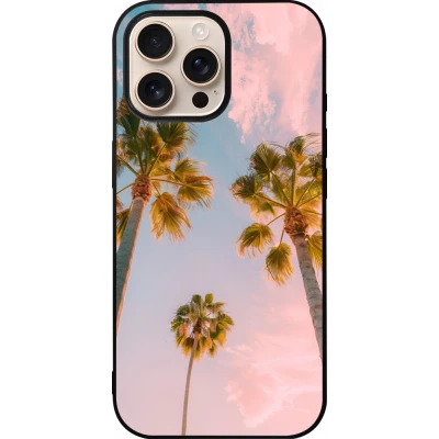 Coque iPhone 16 Pro Max - Silicone rigide noir Summer 2025 Palmiers
