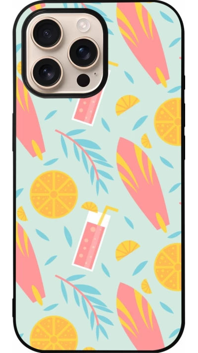 Coque iPhone 16 Pro Max - Silicone rigide noir Summer 2025 Pattern citron