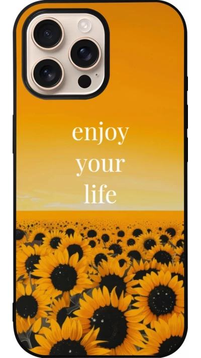 Coque iPhone 16 Pro Max - Silicone rigide noir Summer 2026 Enjoy your life