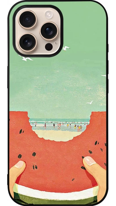 iPhone 16 Pro Max Case Hülle - Silikon schwarz Views through a watermelon Summer 2026