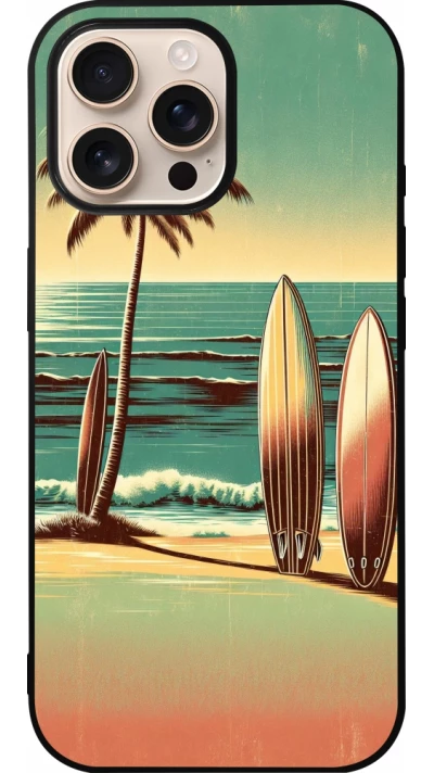 Coque iPhone 16 Pro Max - Silicone rigide noir Surf Paradise