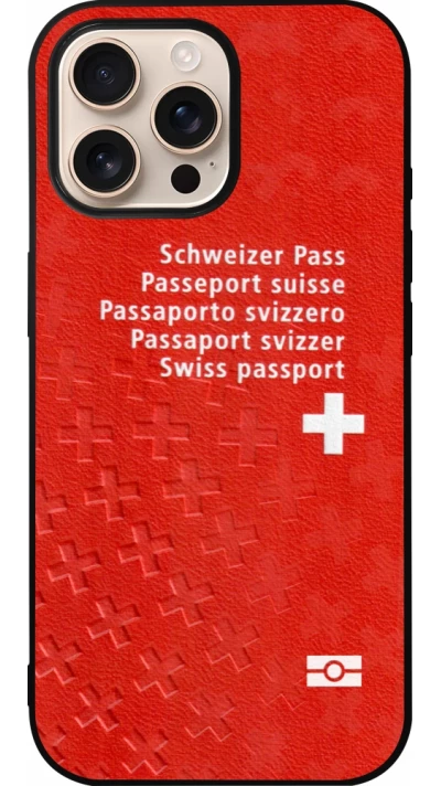 Coque iPhone 16 Pro Max - Silicone rigide noir Swiss Passport