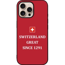 iPhone 16 Pro Max Case Hülle - Silikon schwarz Switzerland Great Since 1291