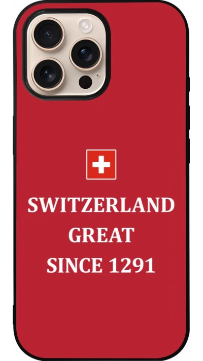 iPhone 16 Pro Max Case Hülle - Silikon schwarz Switzerland Great Since 1291